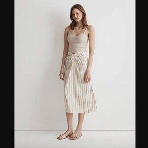 Madewell Twist-Front Sarong Midi Skirt in Stripe 6